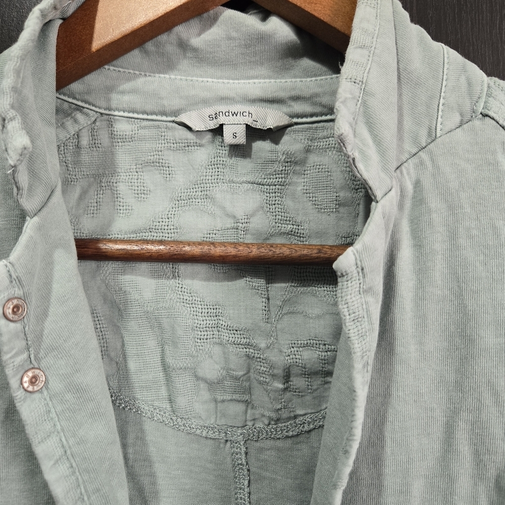 Sandwich Women's Green Thin Shirt Blazer Jacket Pretty Detail Size Small - Picture 2 of 11